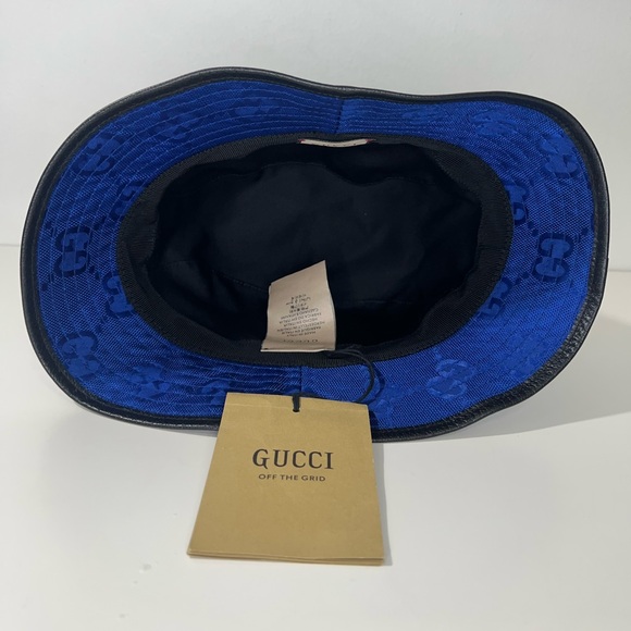 Gucci GG Blue Monogram Logo Off The Grid Bucket Hat - Picture 9 of 9
